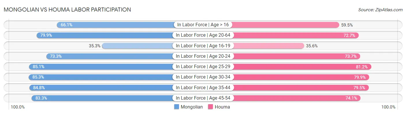 Mongolian vs Houma Labor Participation