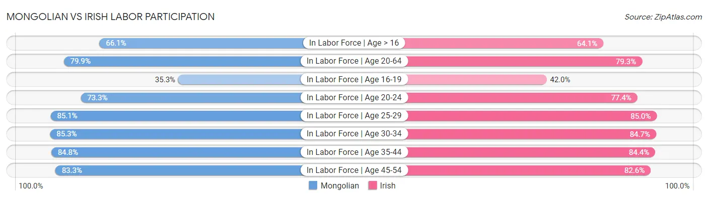 Mongolian vs Irish Labor Participation