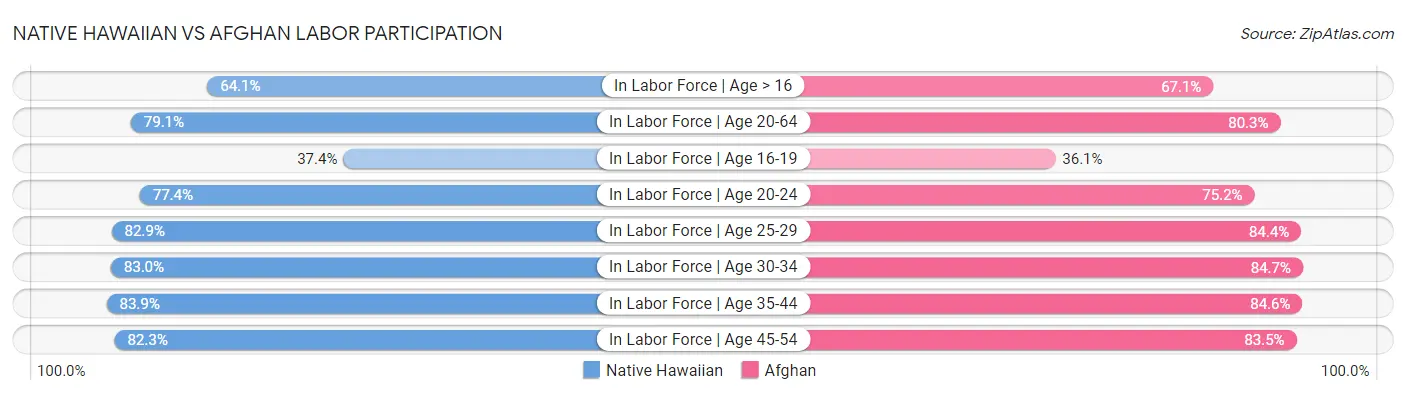 Native Hawaiian vs Afghan Labor Participation