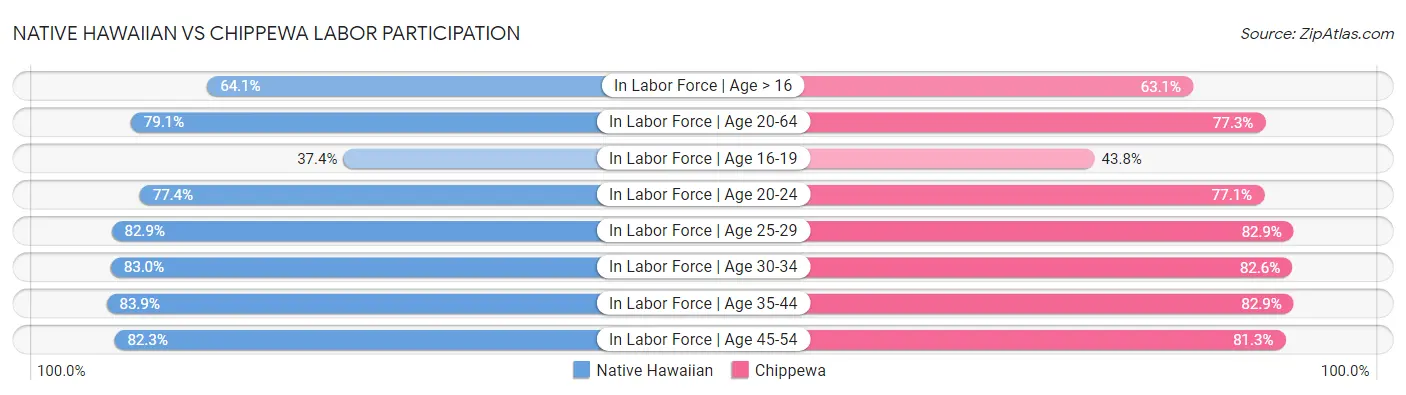 Native Hawaiian vs Chippewa Labor Participation