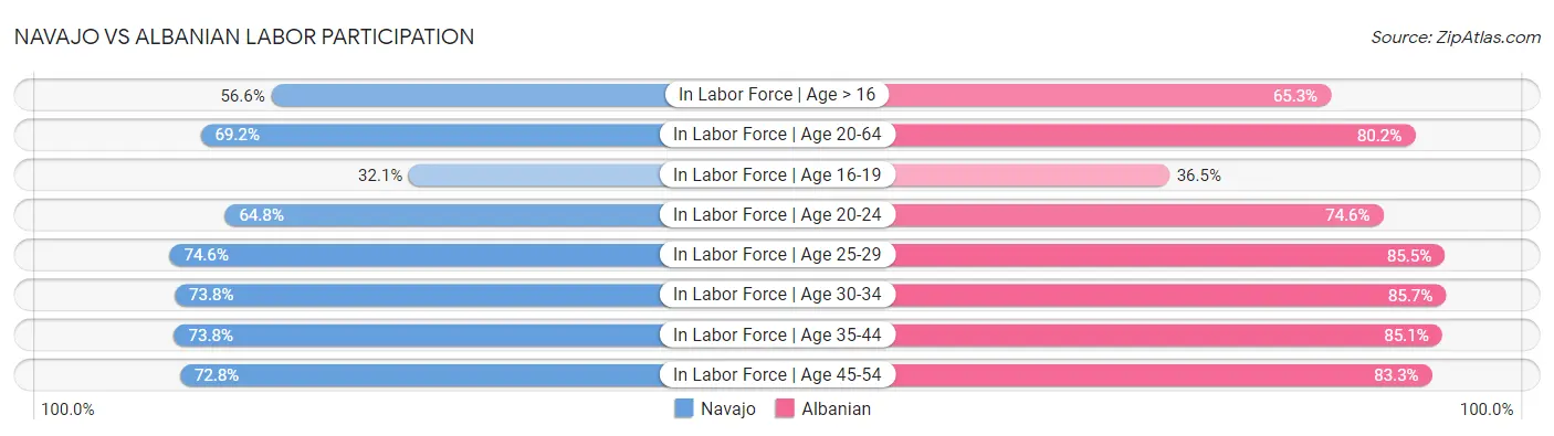 Navajo vs Albanian Labor Participation