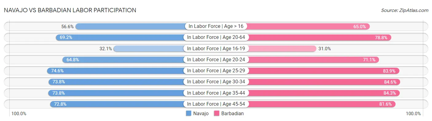 Navajo vs Barbadian Labor Participation