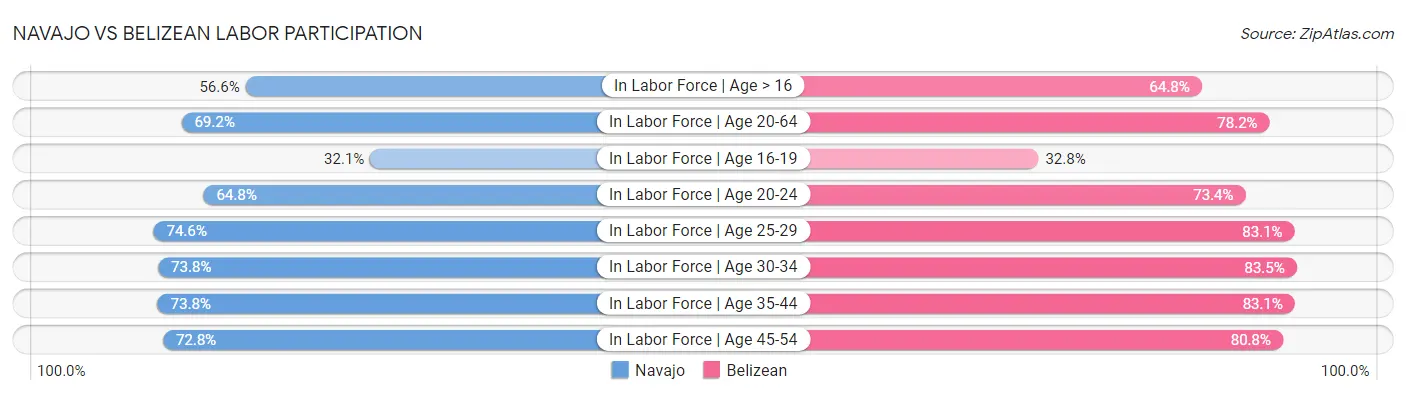 Navajo vs Belizean Labor Participation