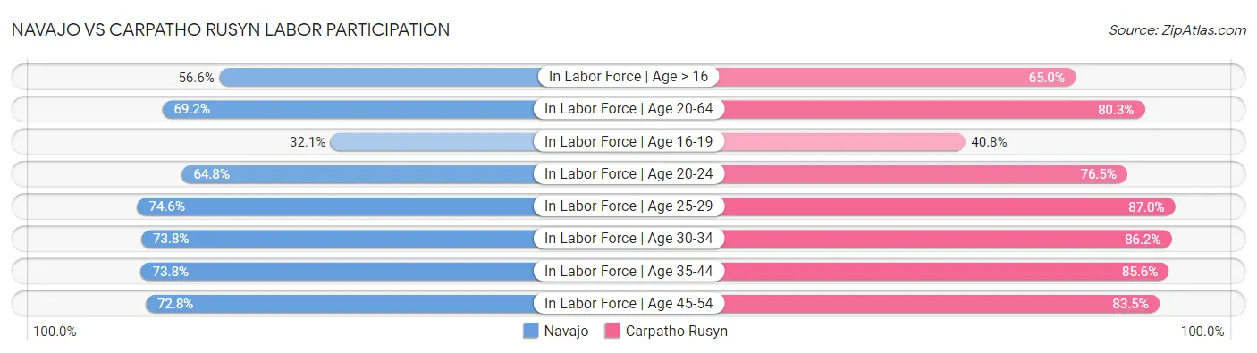 Navajo vs Carpatho Rusyn Labor Participation