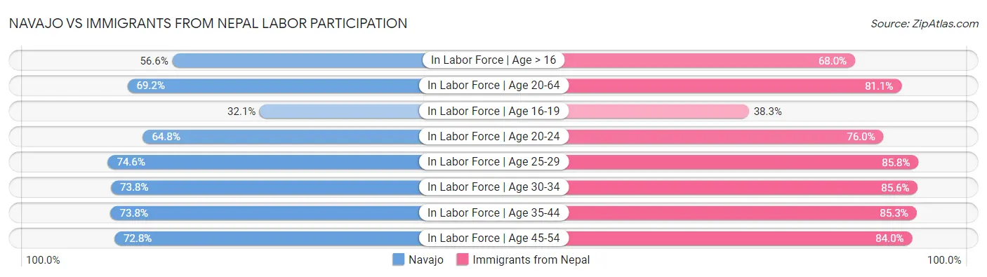 Navajo vs Immigrants from Nepal Labor Participation