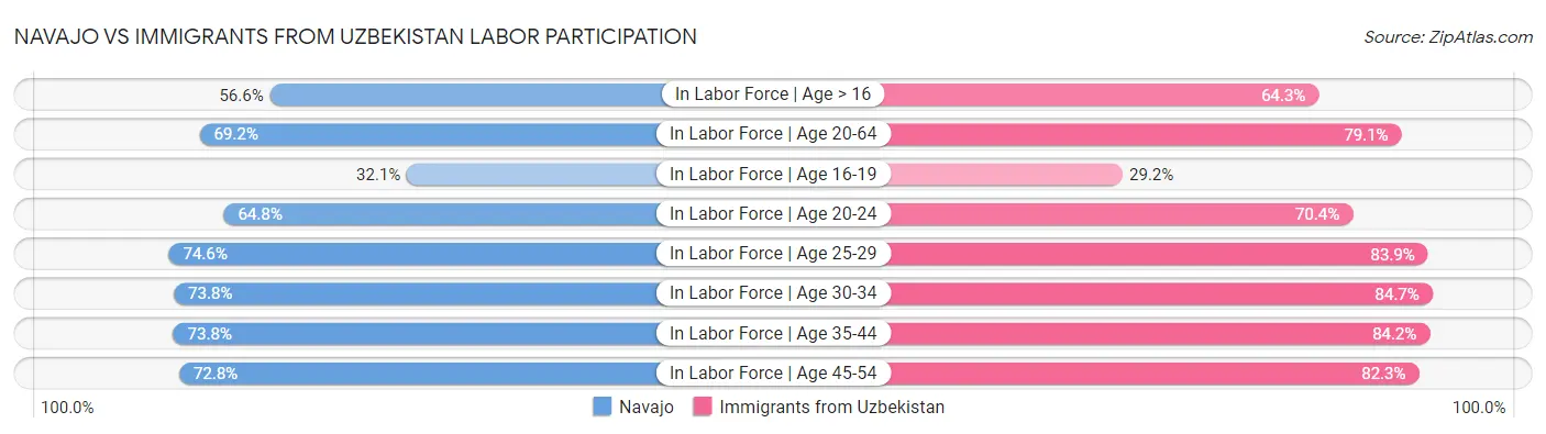 Navajo vs Immigrants from Uzbekistan Labor Participation