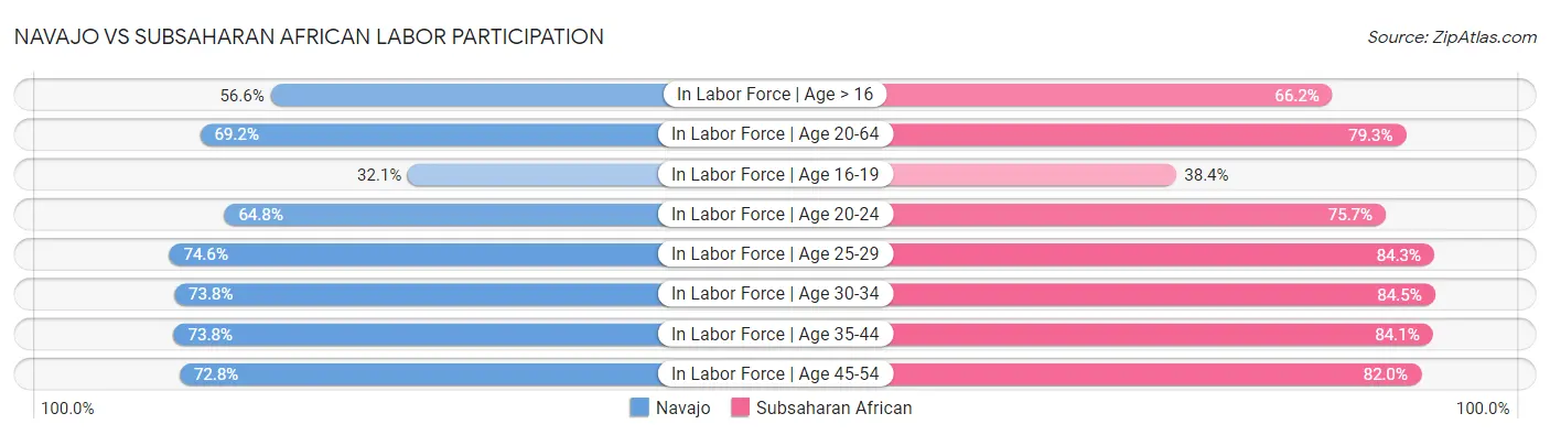 Navajo vs Subsaharan African Labor Participation