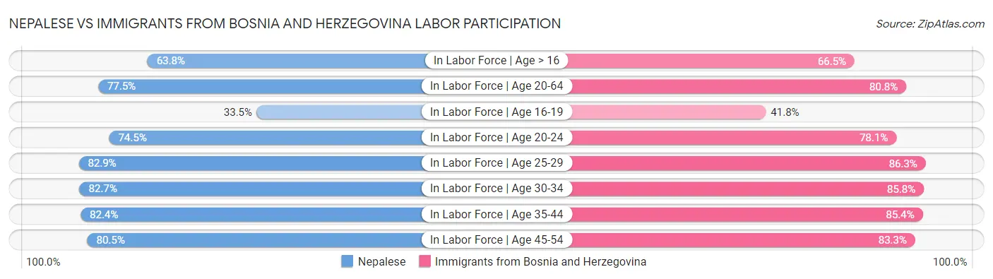 Nepalese vs Immigrants from Bosnia and Herzegovina Labor Participation