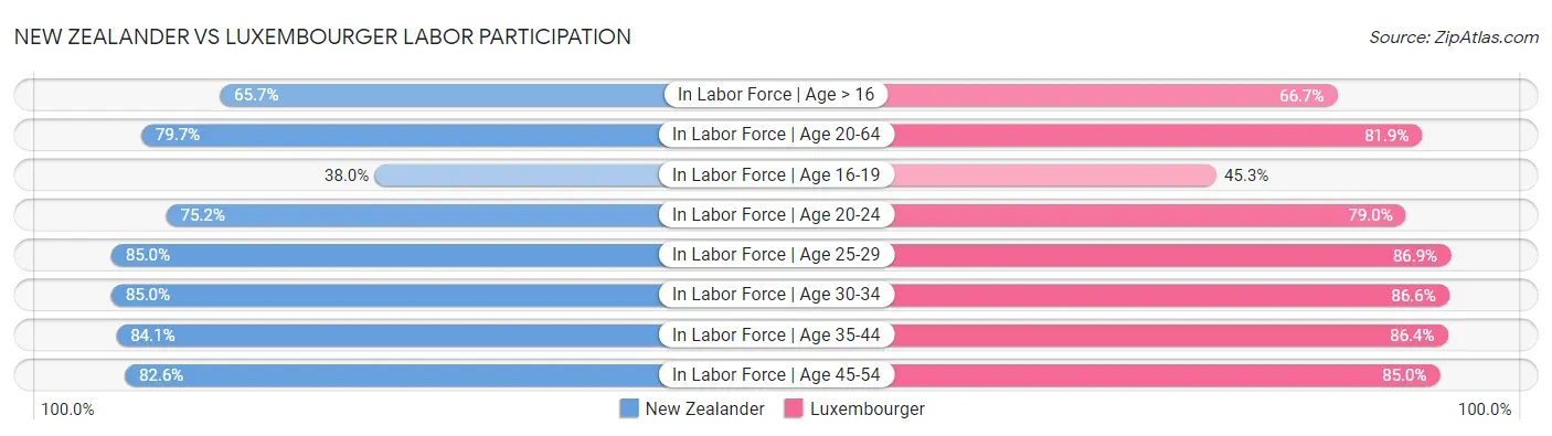 New Zealander vs Luxembourger Labor Participation