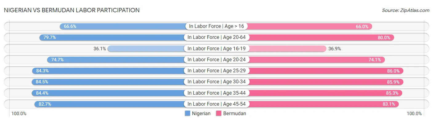 Nigerian vs Bermudan Labor Participation