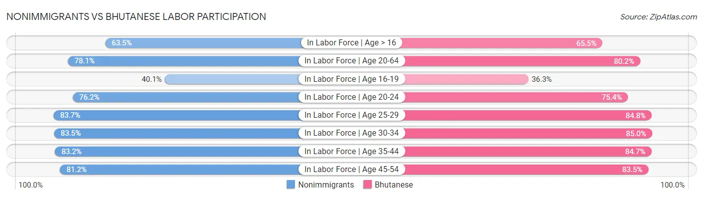 Nonimmigrants vs Bhutanese Labor Participation