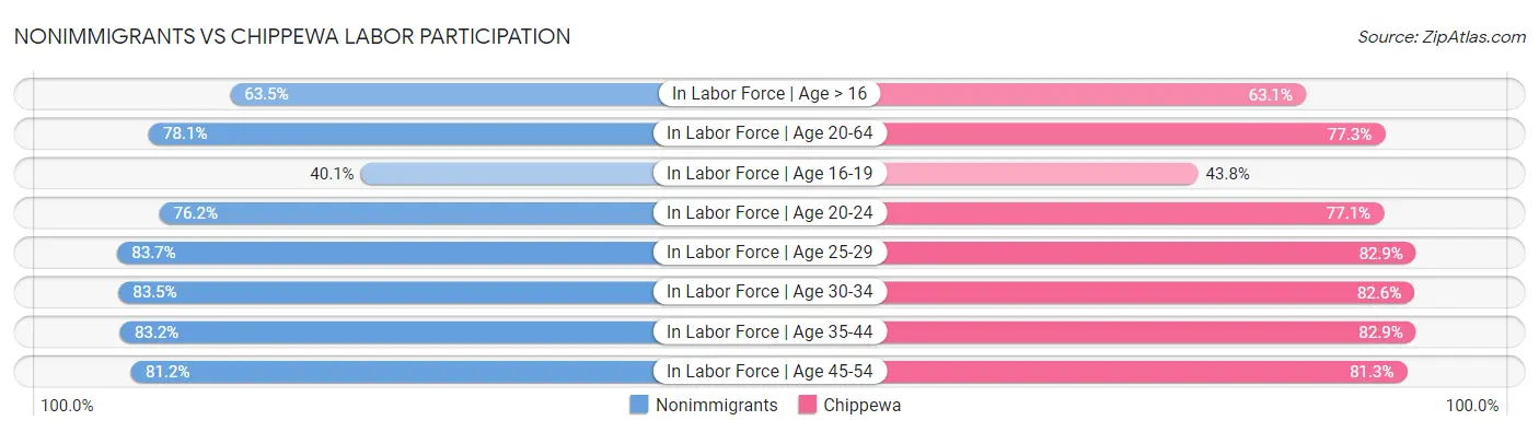 Nonimmigrants vs Chippewa Labor Participation