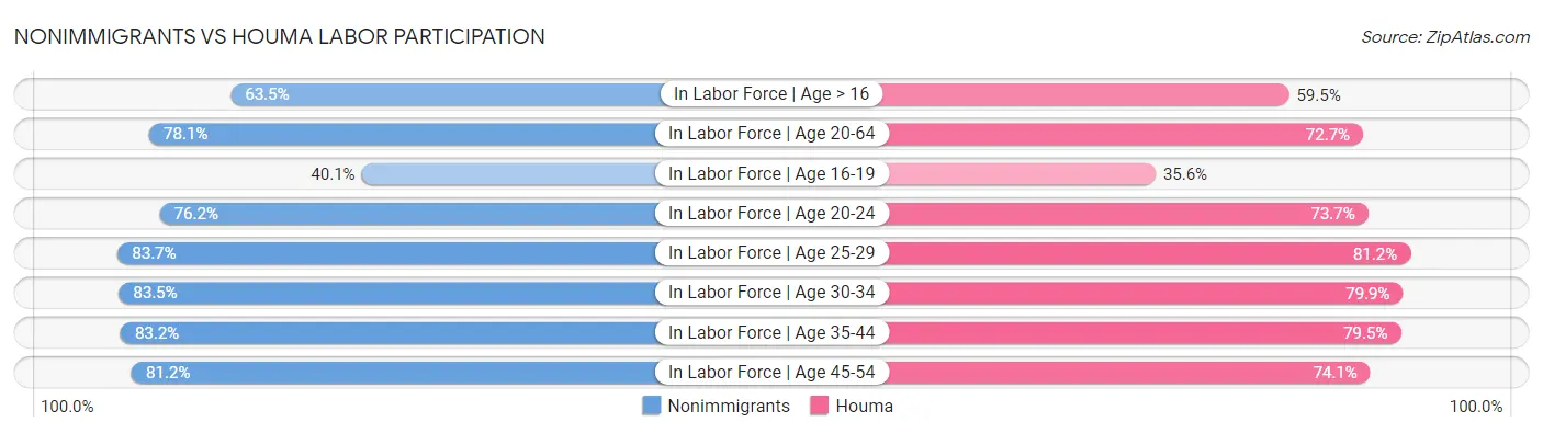 Nonimmigrants vs Houma Labor Participation