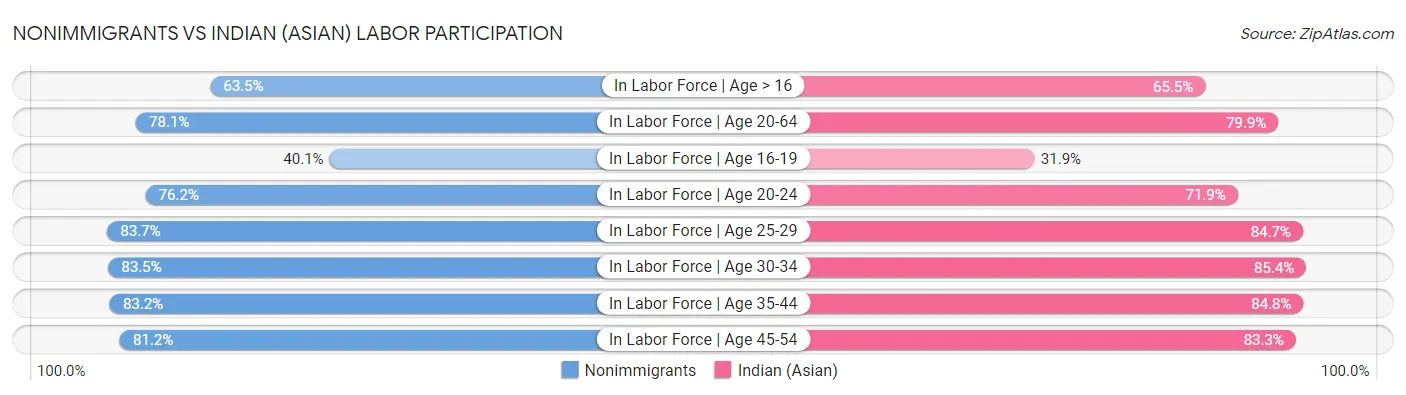 Nonimmigrants vs Indian (Asian) Labor Participation