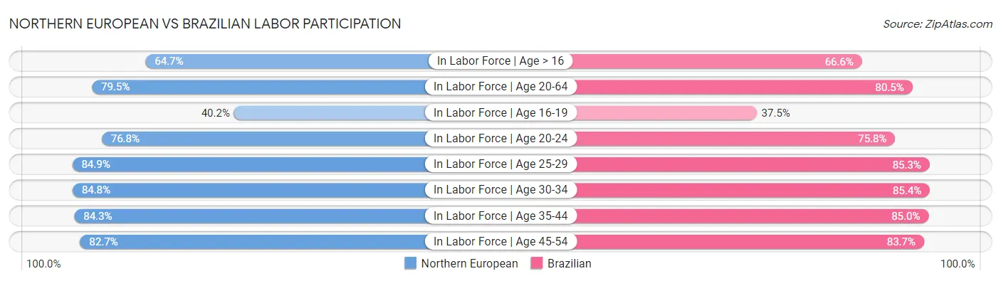 Northern European vs Brazilian Labor Participation
