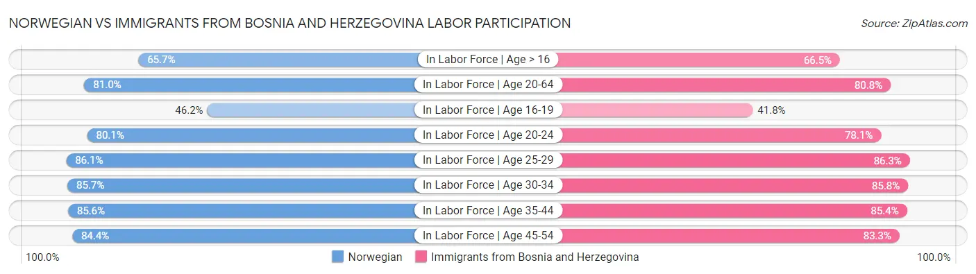 Norwegian vs Immigrants from Bosnia and Herzegovina Labor Participation