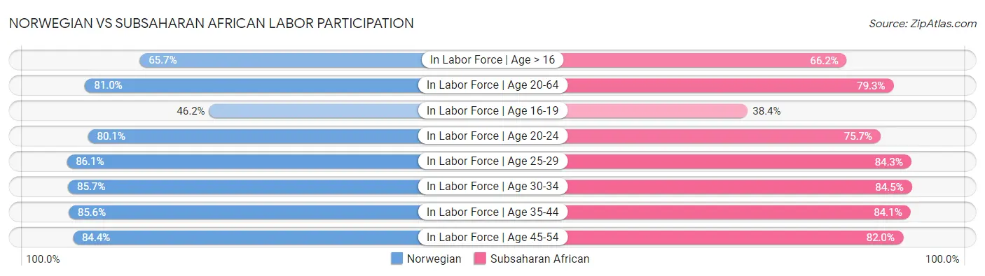 Norwegian vs Subsaharan African Labor Participation