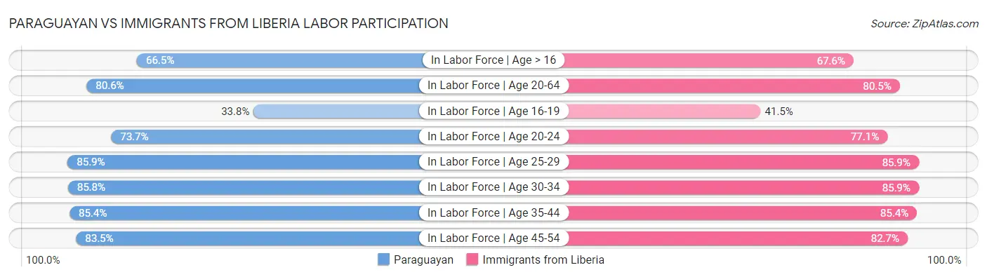 Paraguayan vs Immigrants from Liberia Labor Participation