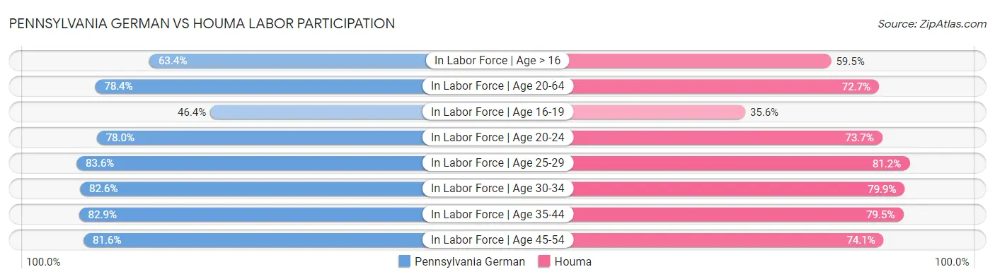Pennsylvania German vs Houma Labor Participation