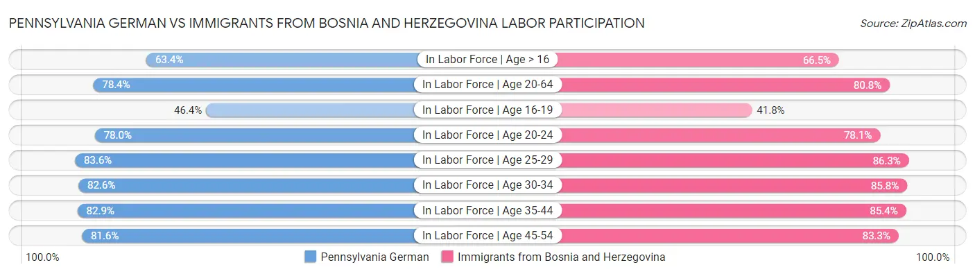 Pennsylvania German vs Immigrants from Bosnia and Herzegovina Labor Participation