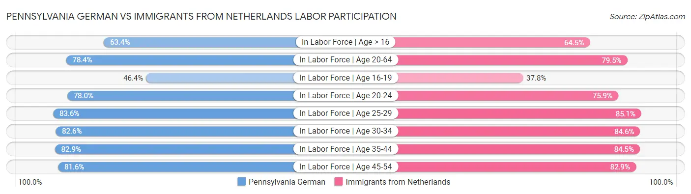 Pennsylvania German vs Immigrants from Netherlands Labor Participation