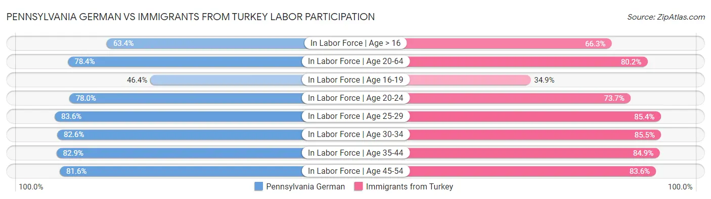 Pennsylvania German vs Immigrants from Turkey Labor Participation