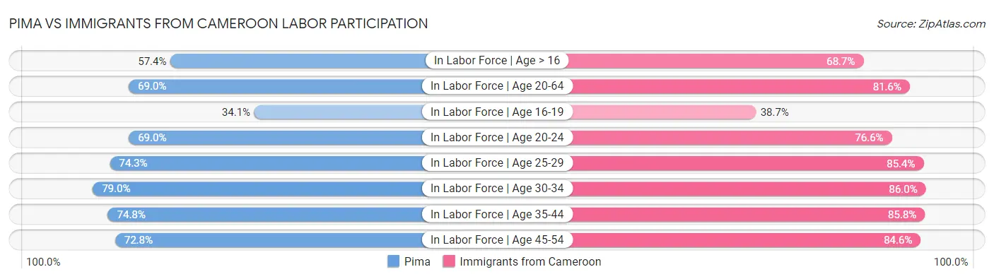 Pima vs Immigrants from Cameroon Labor Participation