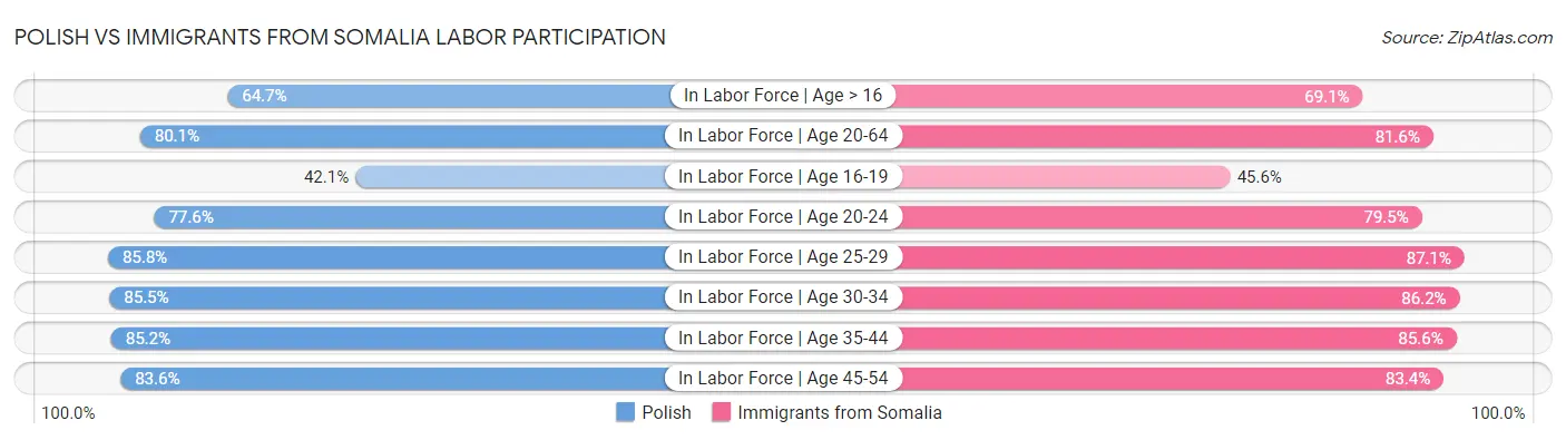 Polish vs Immigrants from Somalia Labor Participation