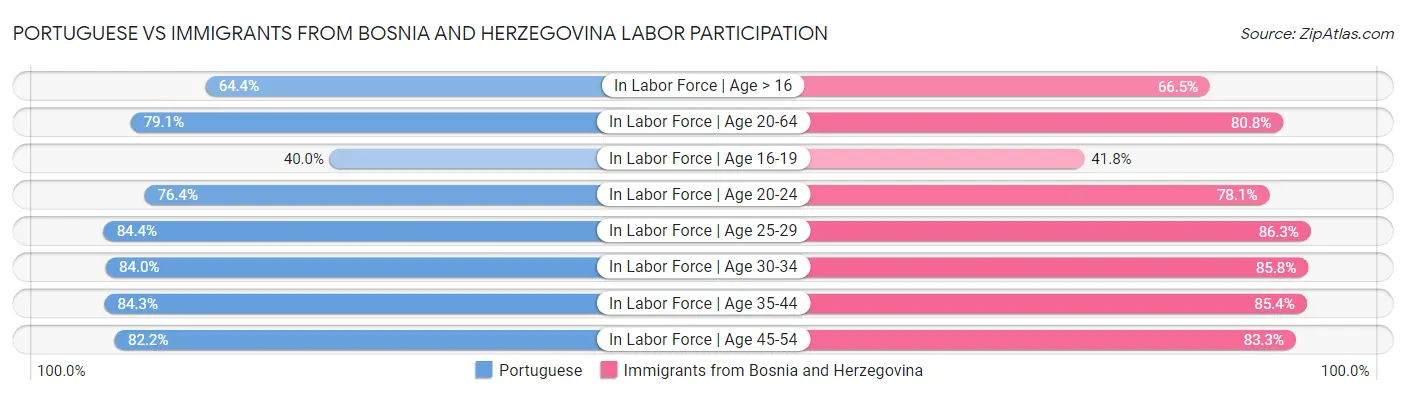 Portuguese vs Immigrants from Bosnia and Herzegovina Labor Participation