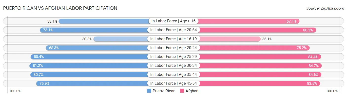 Puerto Rican vs Afghan Labor Participation