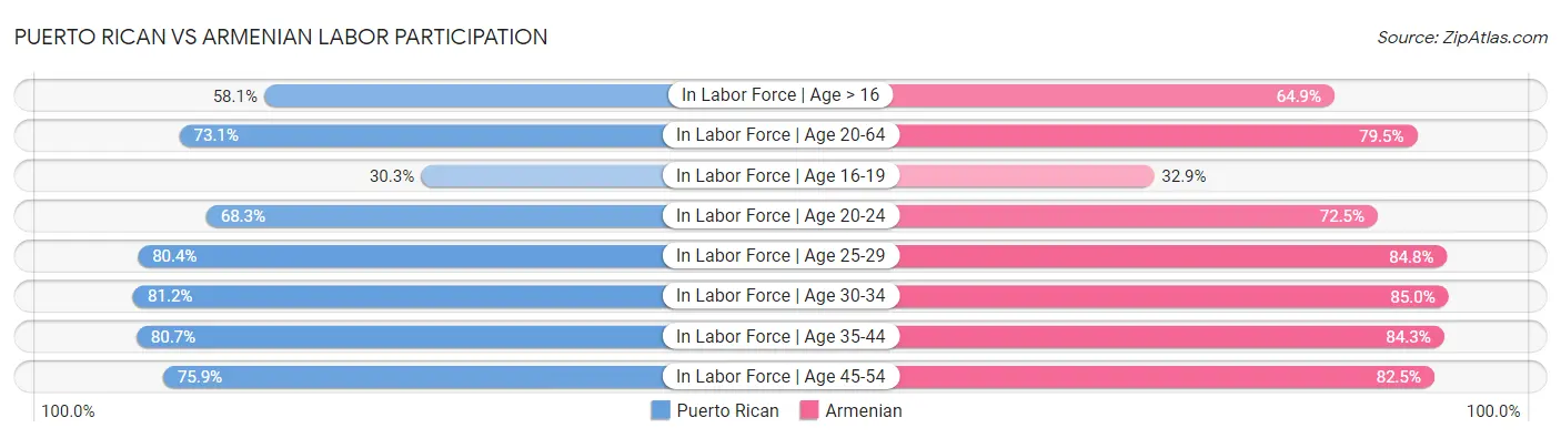 Puerto Rican vs Armenian Labor Participation
