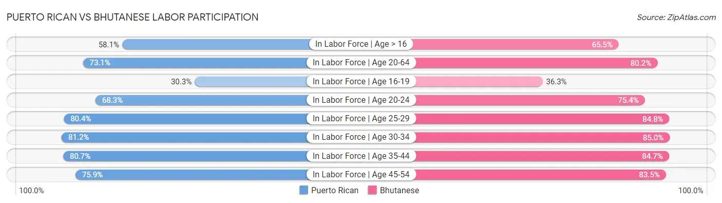 Puerto Rican vs Bhutanese Labor Participation