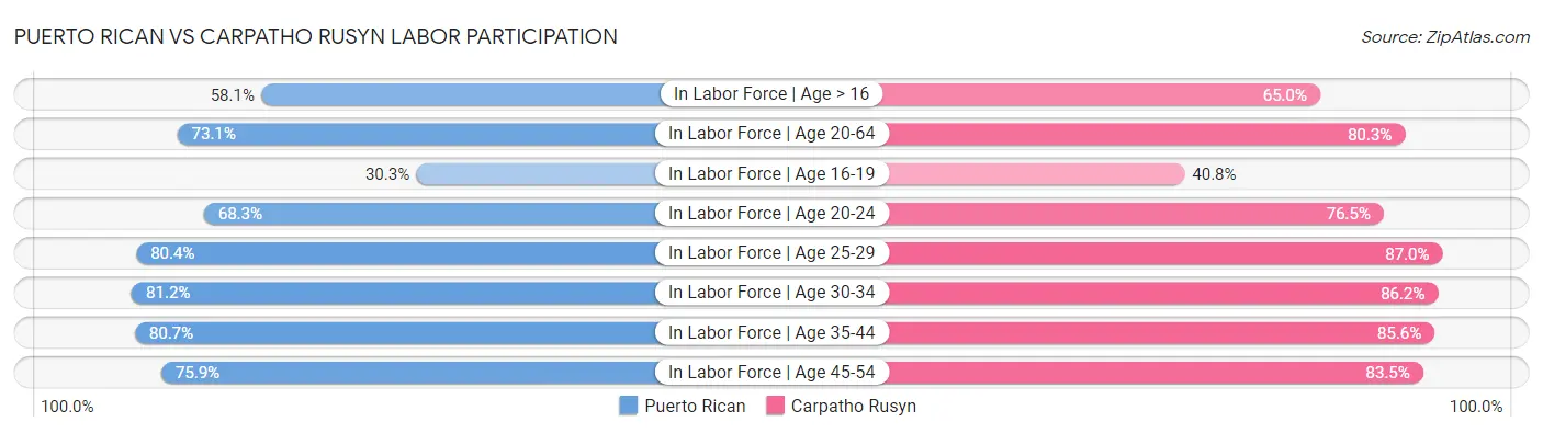 Puerto Rican vs Carpatho Rusyn Labor Participation