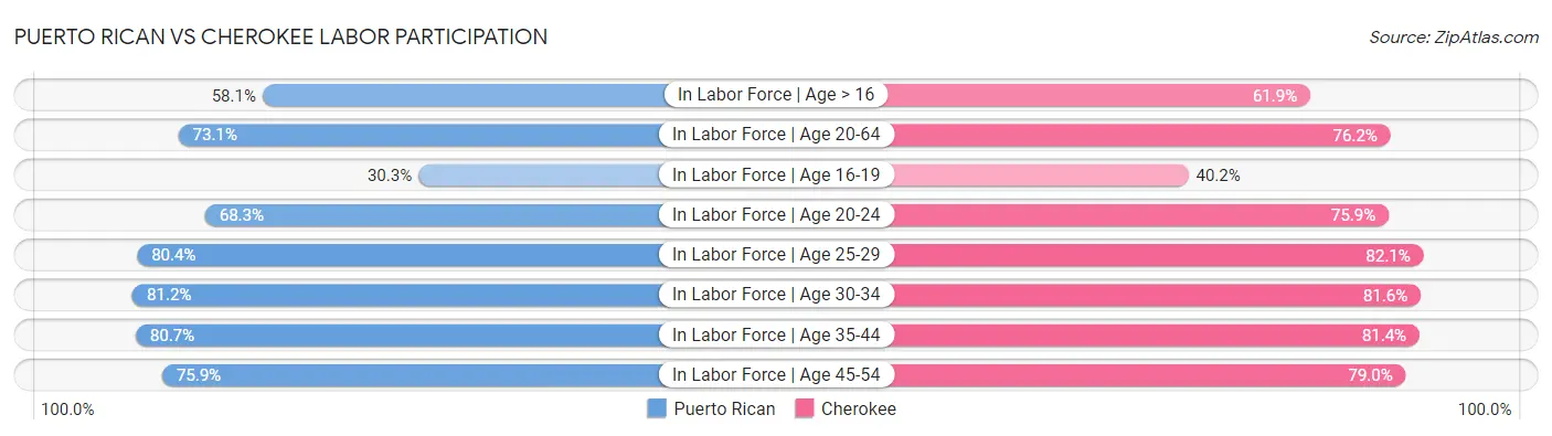Puerto Rican vs Cherokee Labor Participation