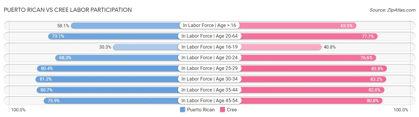Puerto Rican vs Cree Labor Participation