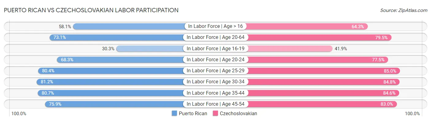 Puerto Rican vs Czechoslovakian Labor Participation