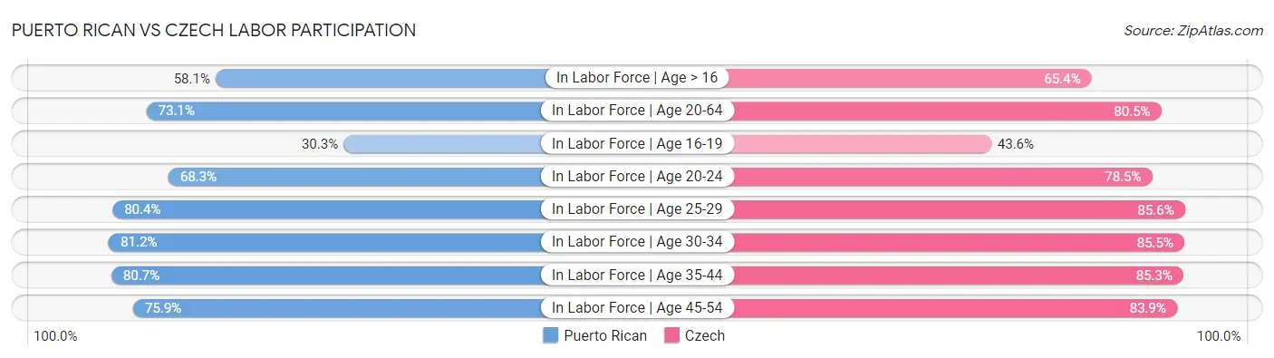 Puerto Rican vs Czech Labor Participation