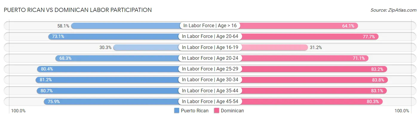 Puerto Rican vs Dominican Labor Participation