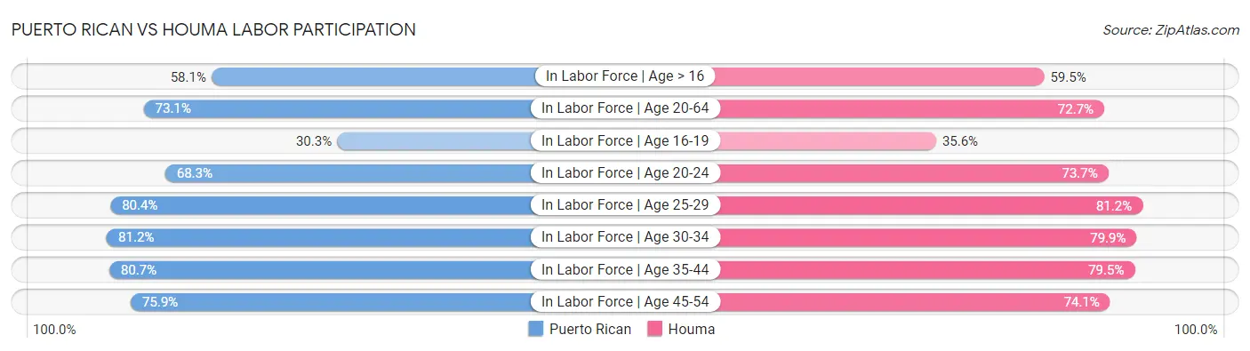 Puerto Rican vs Houma Labor Participation