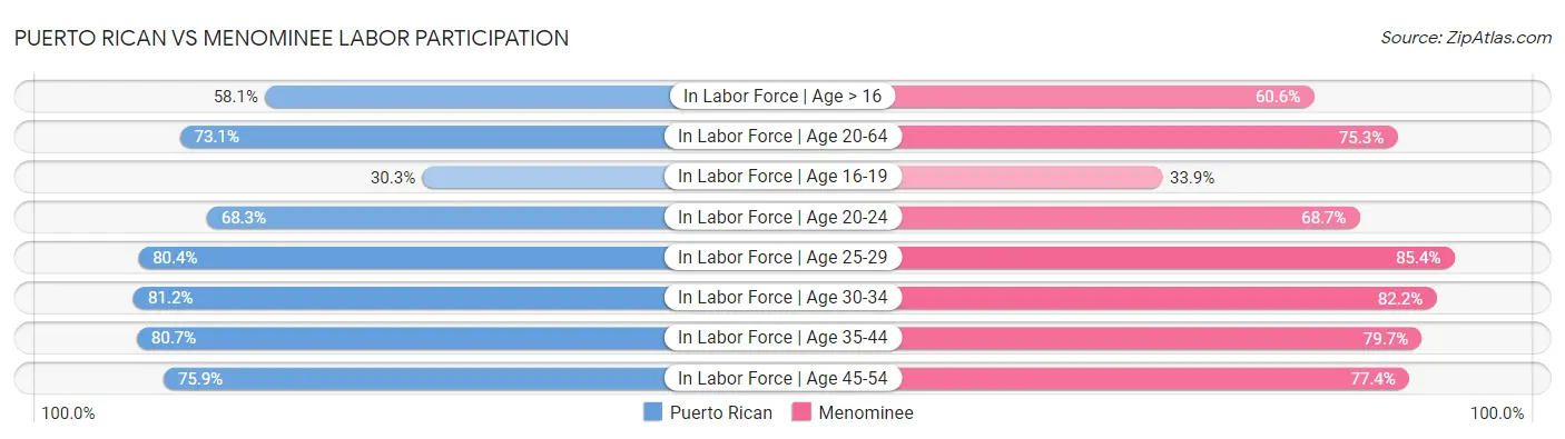 Puerto Rican vs Menominee Labor Participation