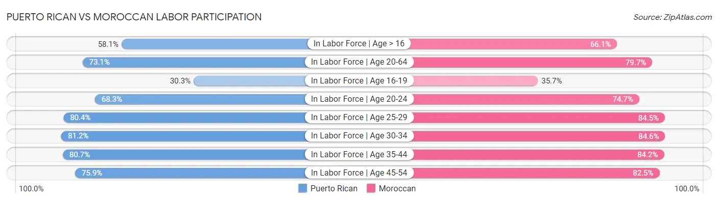 Puerto Rican vs Moroccan Labor Participation