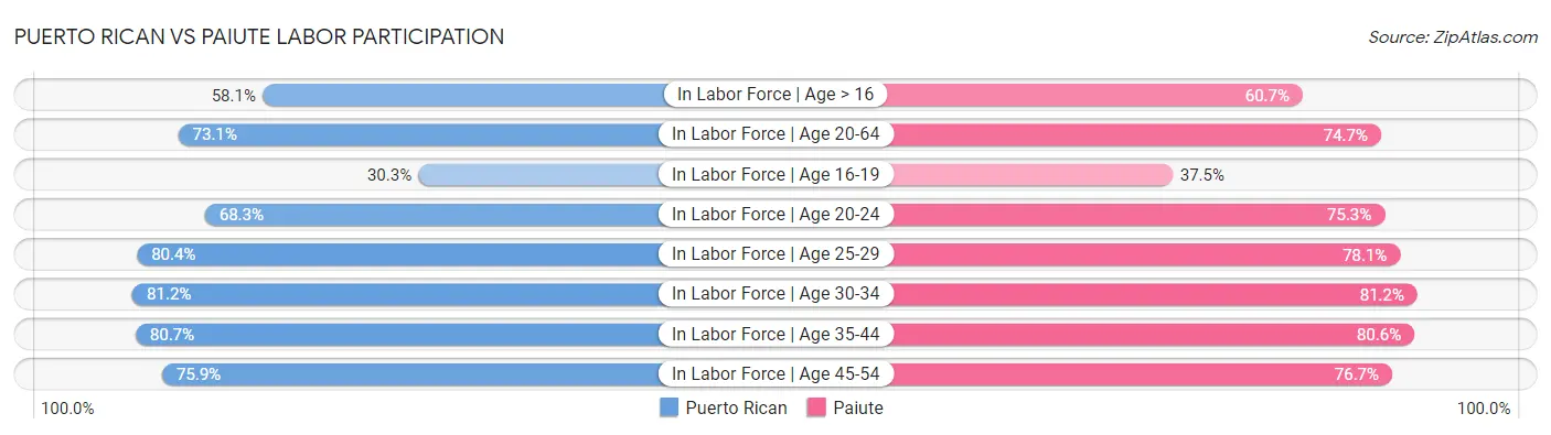 Puerto Rican vs Paiute Labor Participation