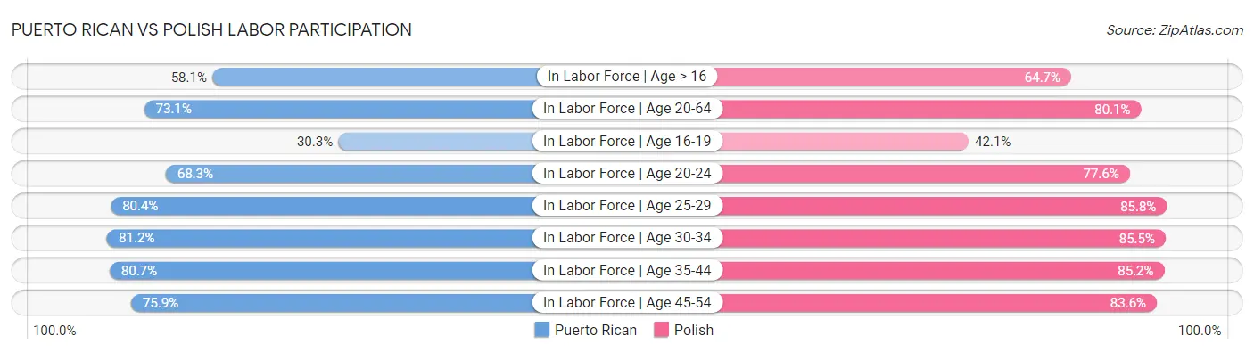 Puerto Rican vs Polish Labor Participation
