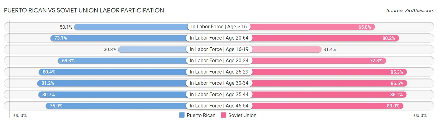 Puerto Rican vs Soviet Union Labor Participation