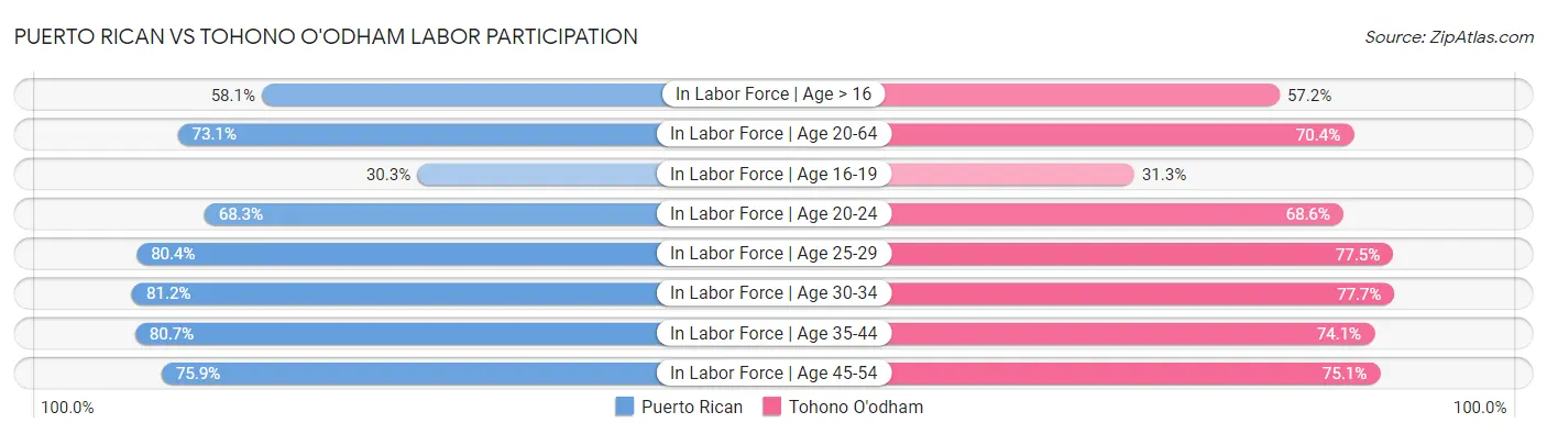 Puerto Rican vs Tohono O'odham Labor Participation