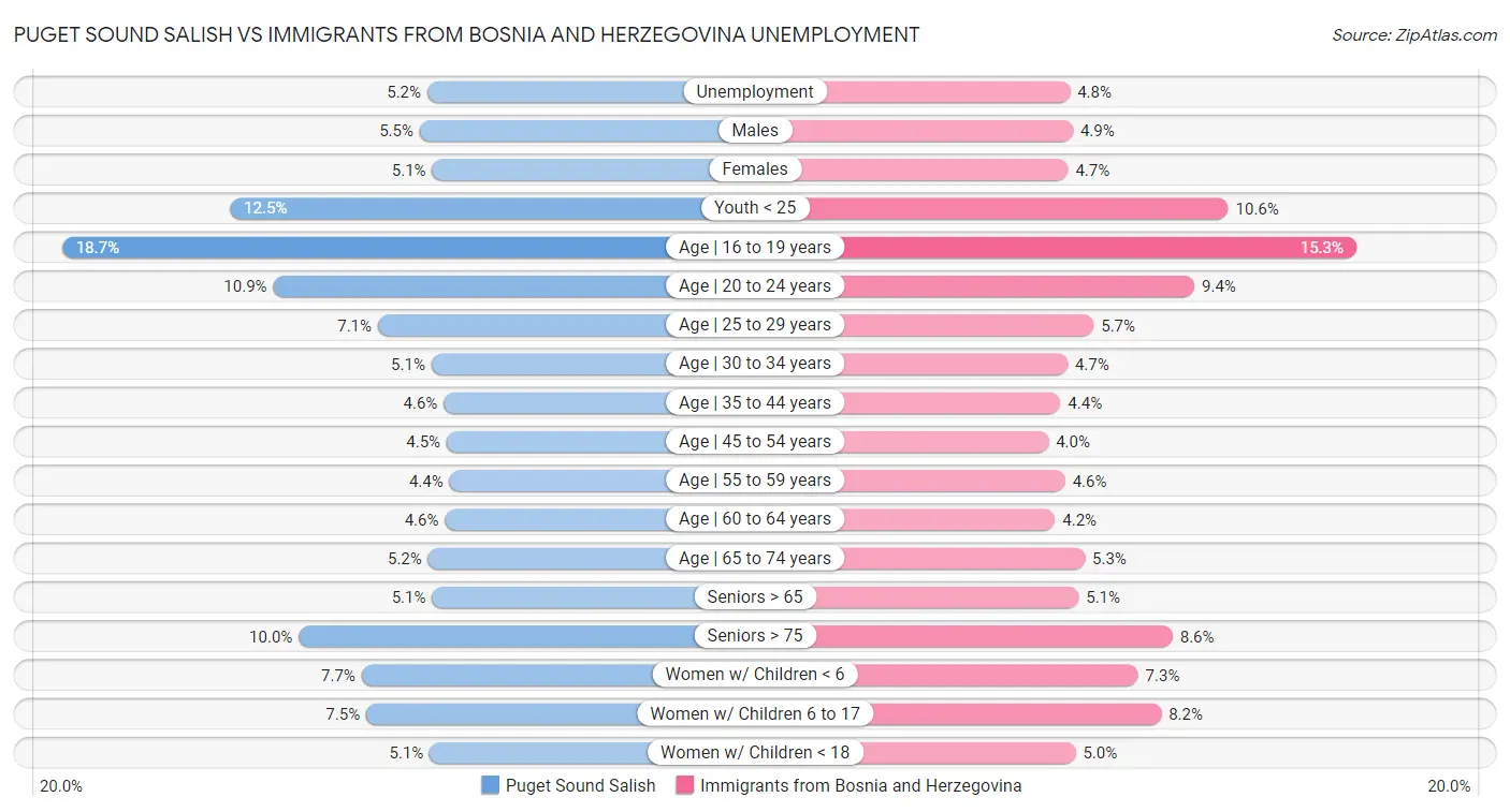 Puget Sound Salish vs Immigrants from Bosnia and Herzegovina Unemployment