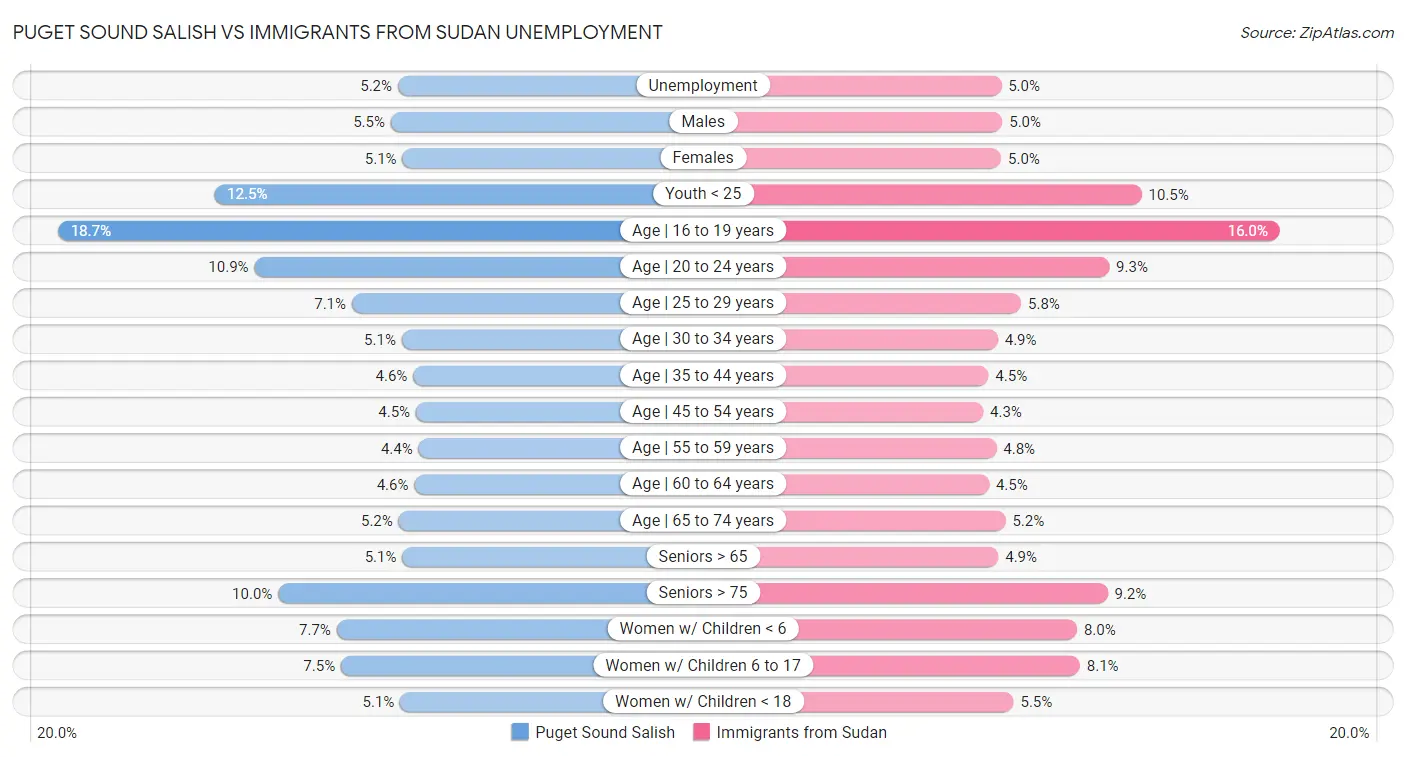 Puget Sound Salish vs Immigrants from Sudan Unemployment