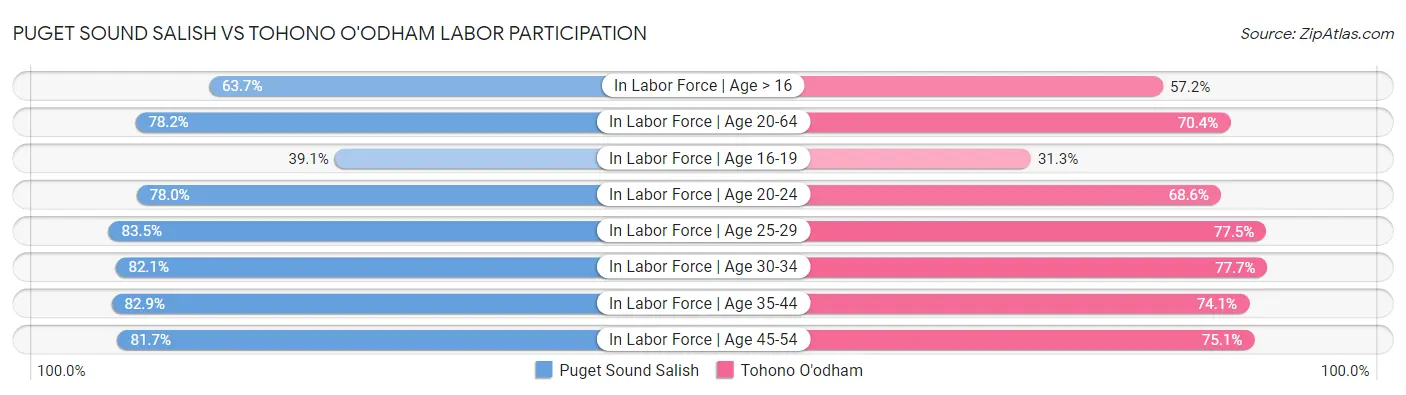 Puget Sound Salish vs Tohono O'odham Labor Participation