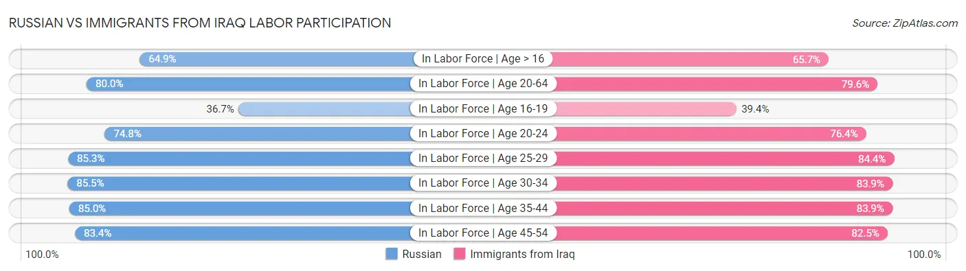 Russian vs Immigrants from Iraq Labor Participation