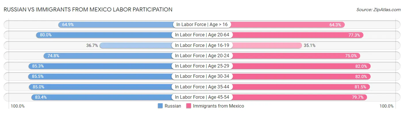 Russian vs Immigrants from Mexico Labor Participation